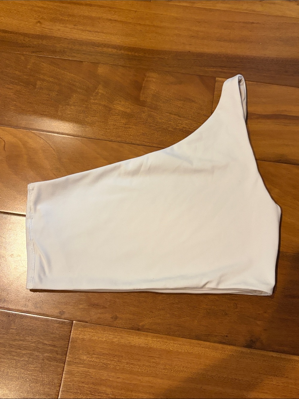 One-Shoulder White Lulu sports bra